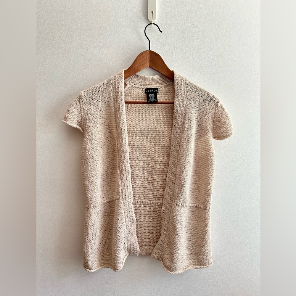 Women's Cream Short-Sleeve Cardigan
